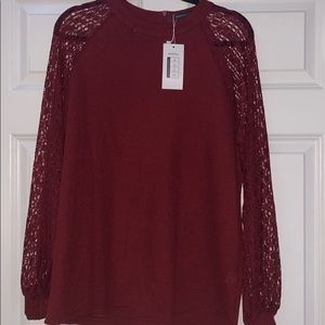 BRAND NEW maroon lace sleeve sweater